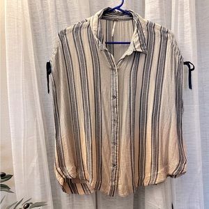 Free People Boho Rayon Short Sleeve Shirt Size Large